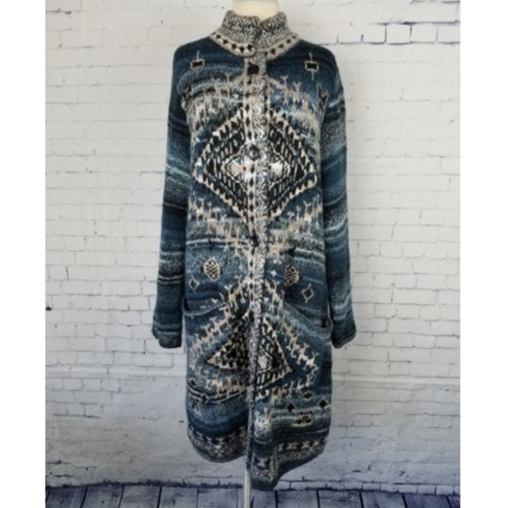 Wonderful Sweater Coat Topper Aztec Southwest L